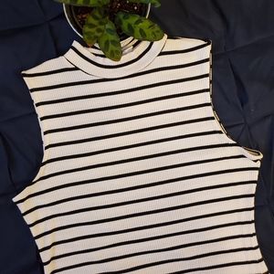 Elle Mock Neck Sleeveless Striped Top